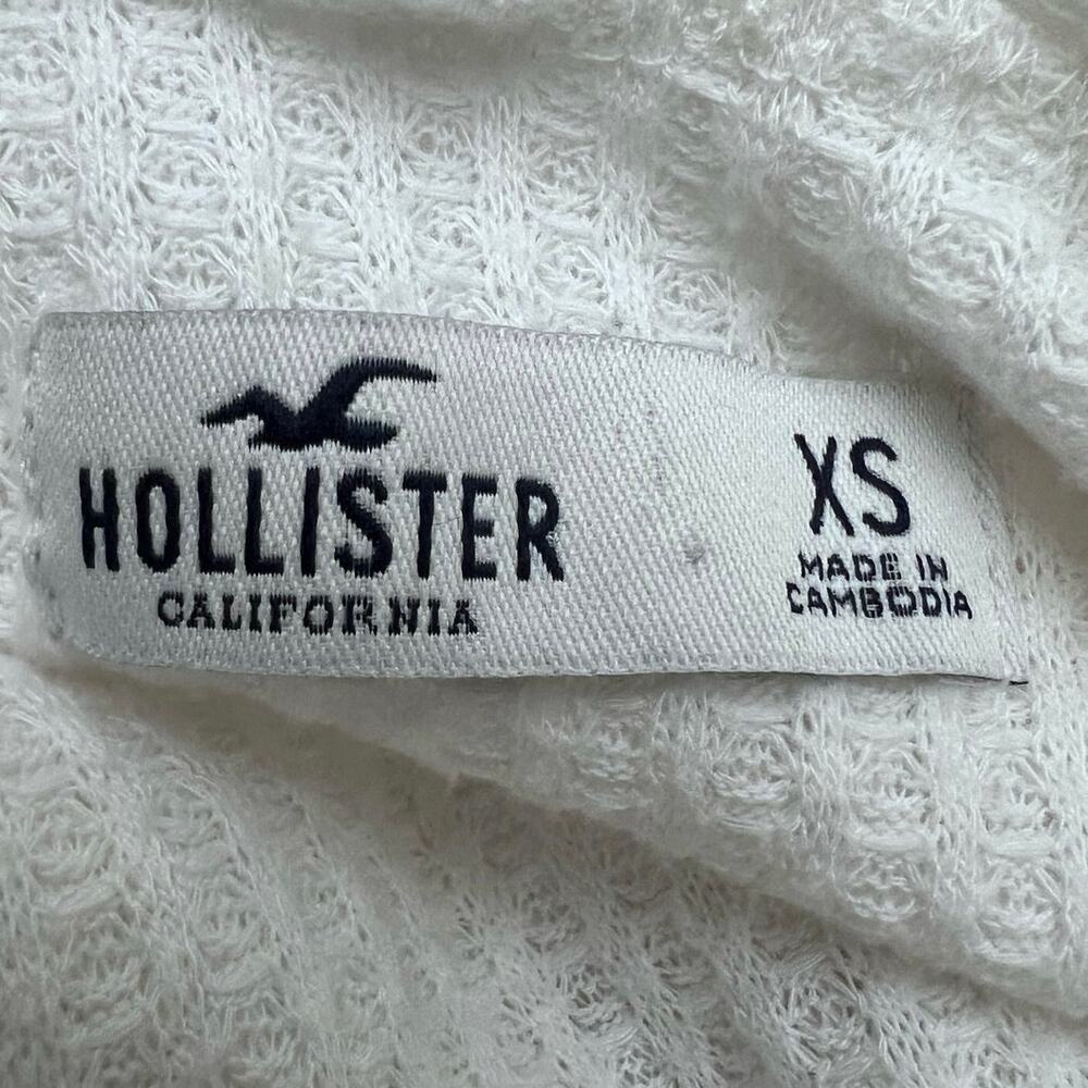 Hollister Cropped Waffle Knit Hoodie Sz XL Blue Embroidered - Picture 3 of 6